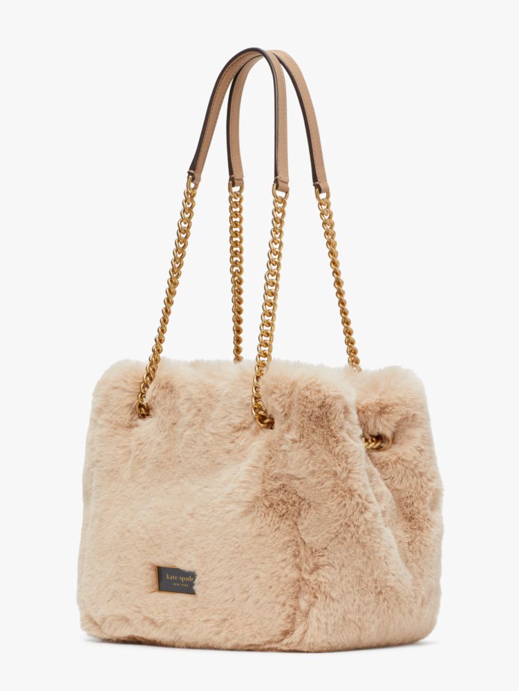 Cleo Faux Fur Small Chain Bucket Bag