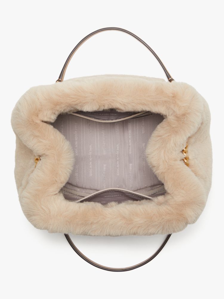 Kate Spade Eva Faux Fur Small Bucket, Grey Cat