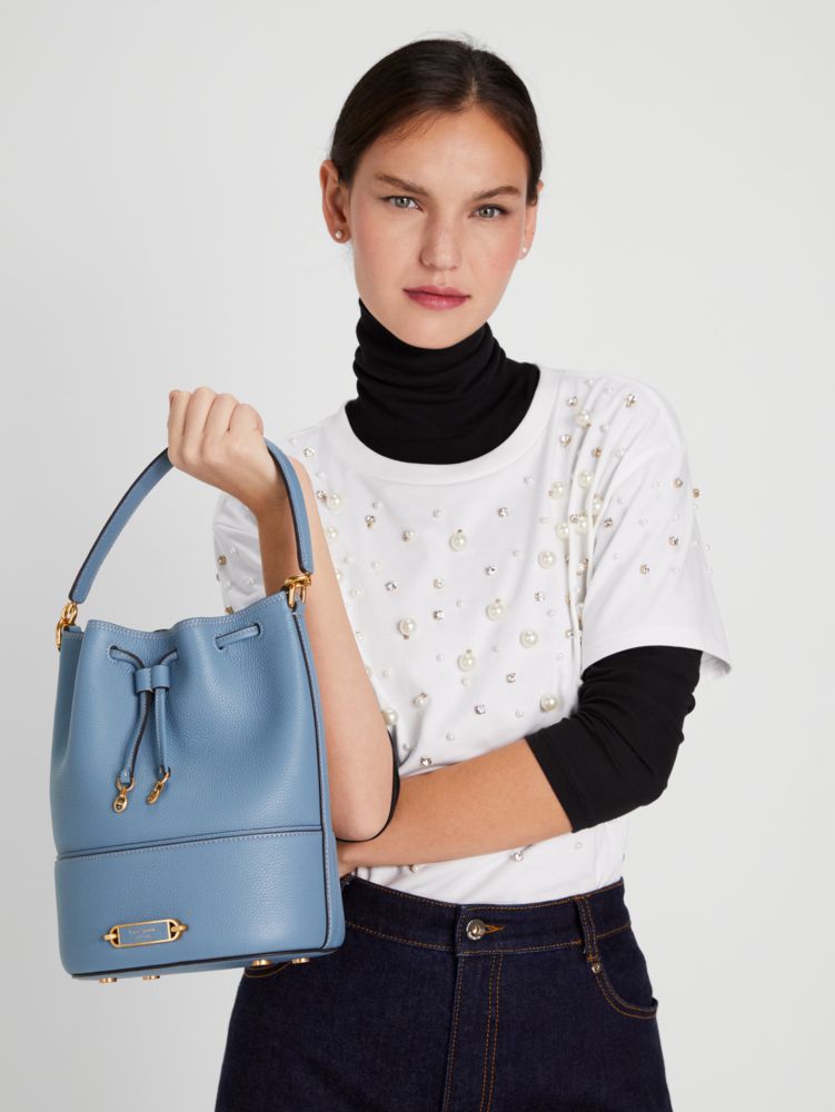 Spade Flower Monogram Raffia Gramercy Medium Bucket Bag, Kate Spade New  York in 2023