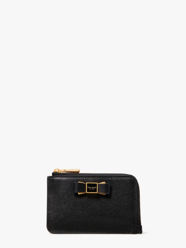 Kate Spade,モーガン ボウ エンベリッシュ ジップ カード ホルダー,全てのアウトレット,ブラック