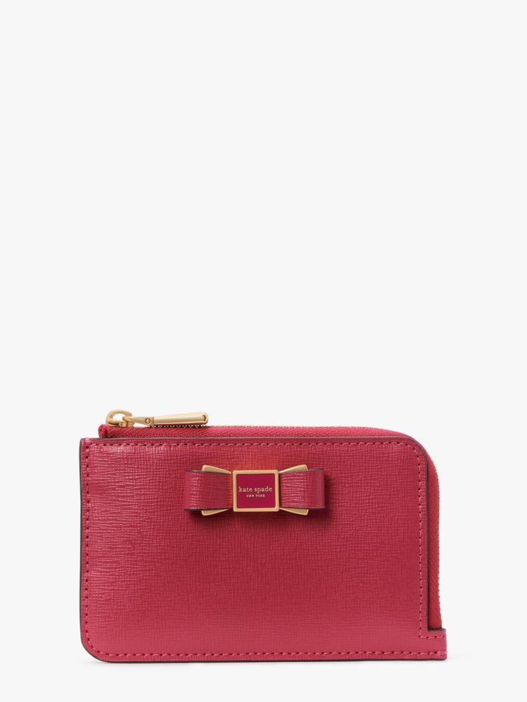 Kate Spade,モーガン ボウ エンベリッシュ ジップ カード ホルダー,全てのアウトレット,ローズプラム