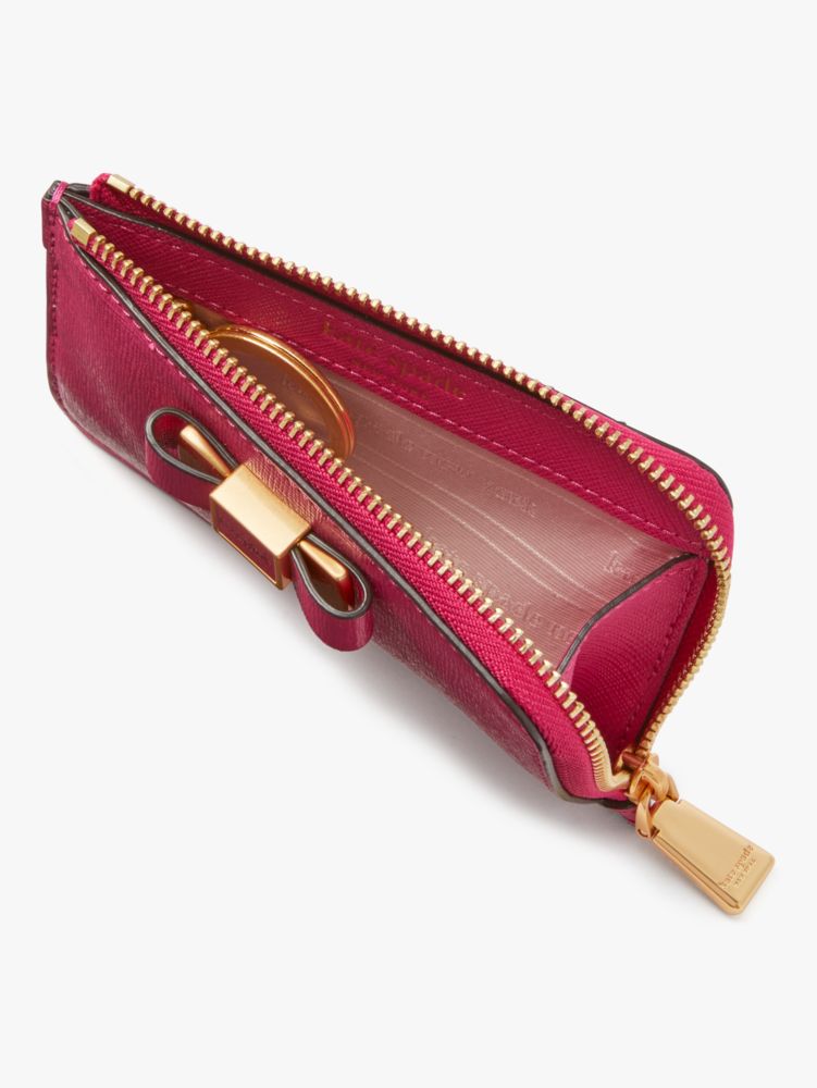 Kate Spade,モーガン ボウ エンベリッシュ ジップ カード ホルダー,全てのアウトレット,ローズプラム