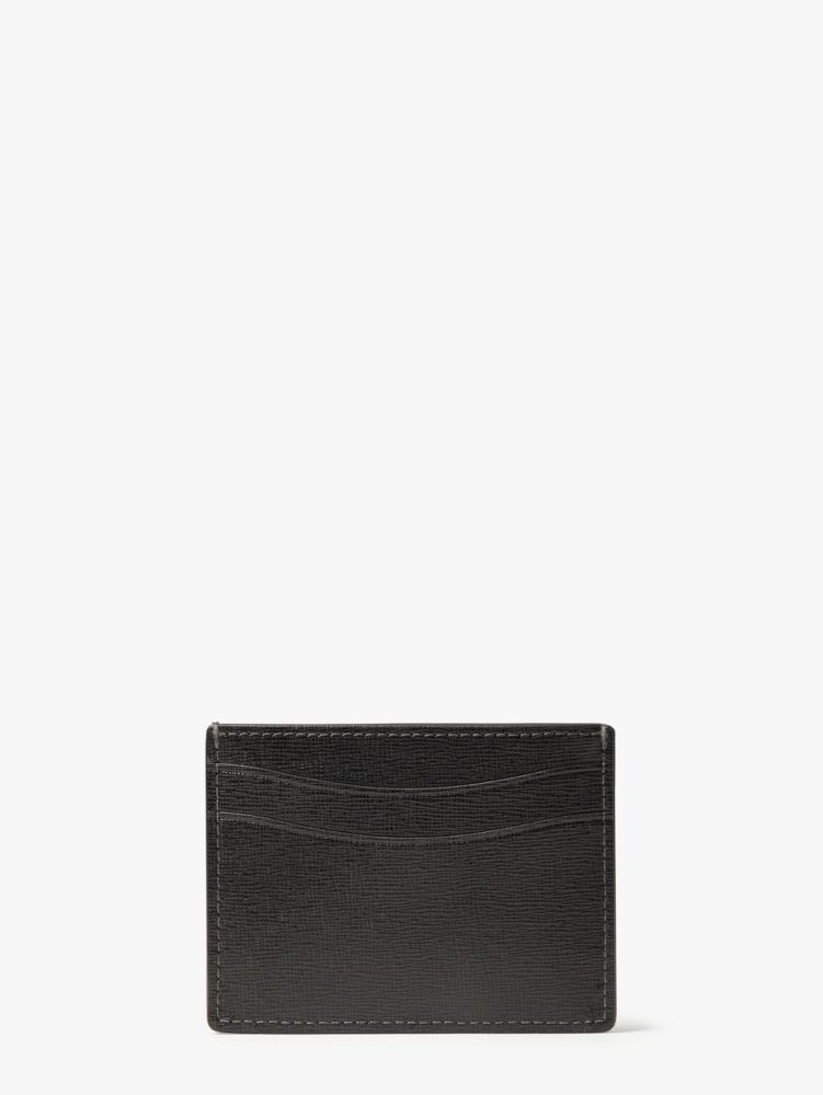 Kate Spade,Morgan Bow Embellished Cardholder,Leather,Card Case,Logo,Bow,Metal,Scratch Resistant,Casual,Black