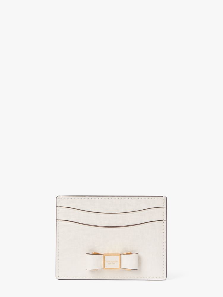 Kate Spade,Morgan Bow Embellished Cardholder,Parchment