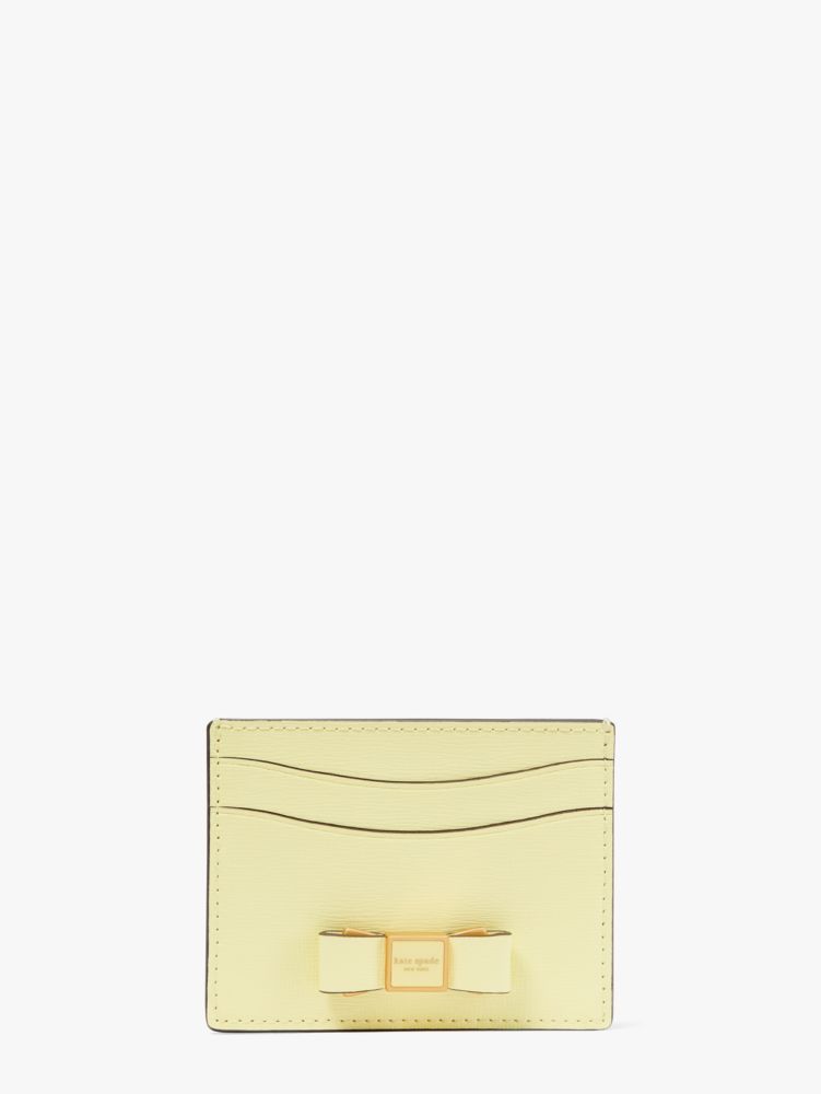 Kate Spade,Morgan Bow Embellished Cardholder,Leather,Card Case,Metal,Bow,Logo,Scratch Resistant,Casual,