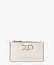 Kate Spade,Morgan Bow Embellished Small Slim Bifold Wallet,Evening,Parchment