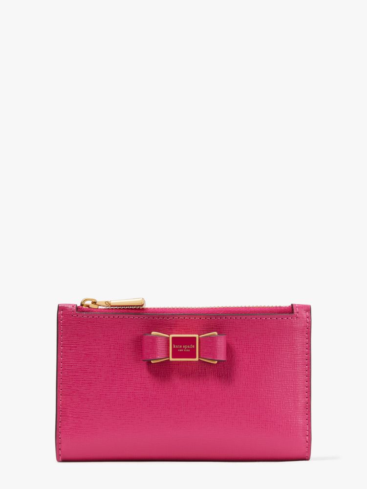  Kate Spade New York Morgan Bow Embellished Saffiano Leather  Small Compact Wallet Rosa Plum One Size : Clothing, Shoes & Jewelry