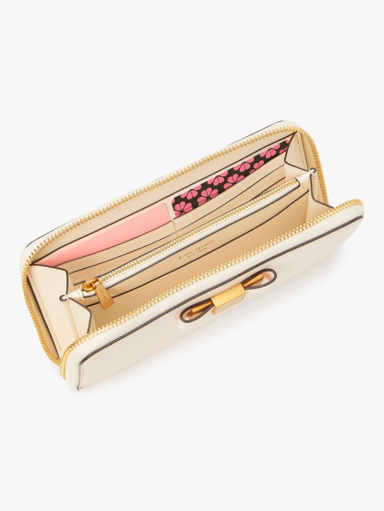 Kate Spade,モーガン ボウ エンベリッシュ ジップアラウンド コンチネンタル ウォレット,長財布,パーチメント