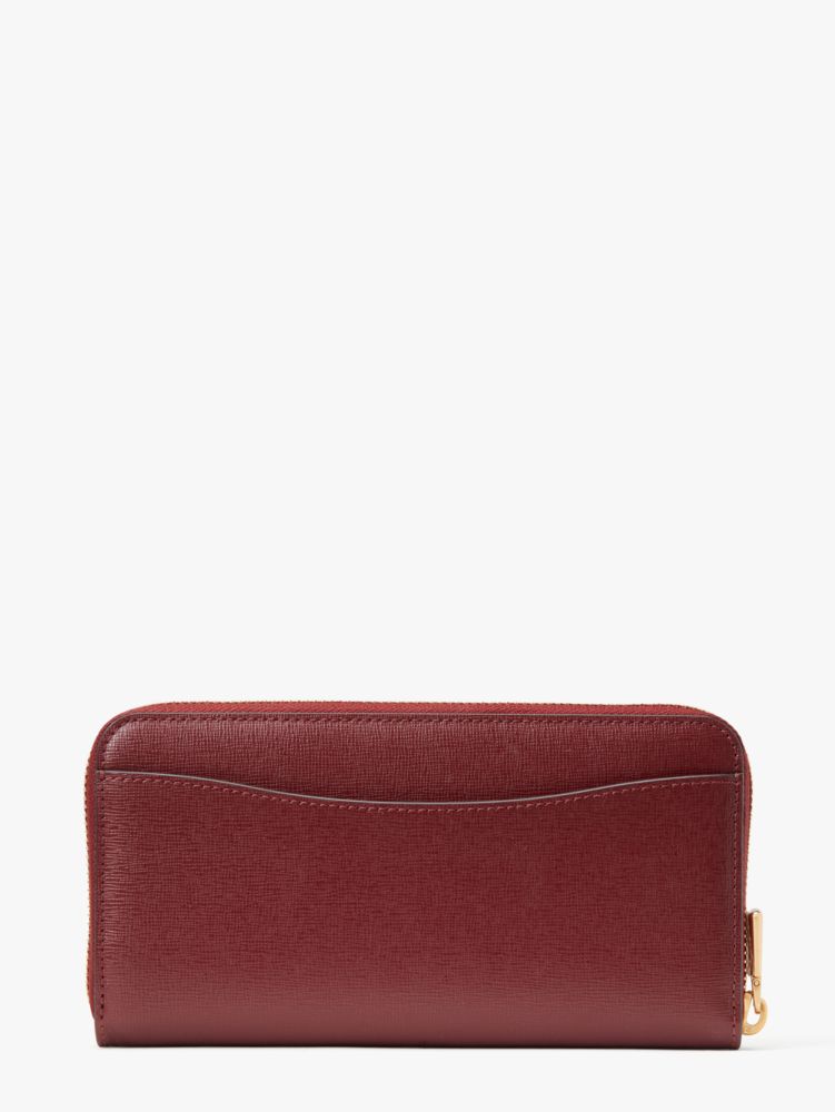 Kate Spade,Morgan Bow Embellished Zip-Around Continental Wallet,Autumnal Red