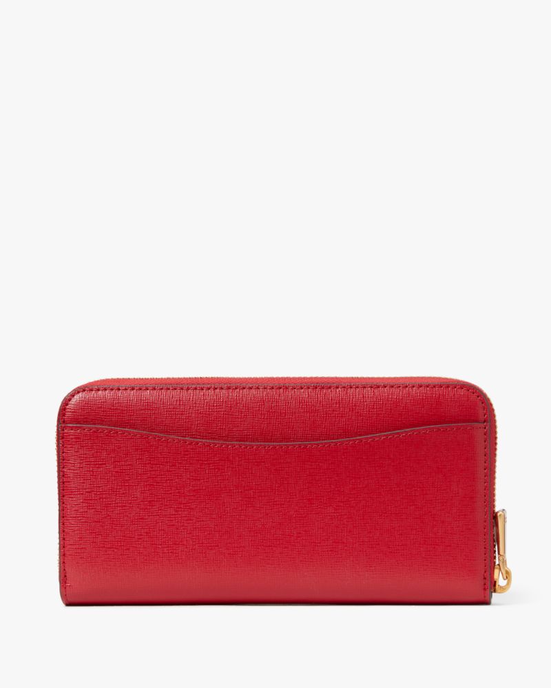 Kate Spade,Morgan Bow Embellished Zip-Around Continental Wallet,Perfect Cherry