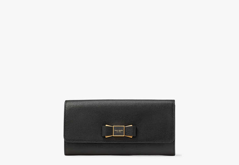 Kate Spade,Morgan Bow Embellished Flap Continental Wallet,Black image number 0
