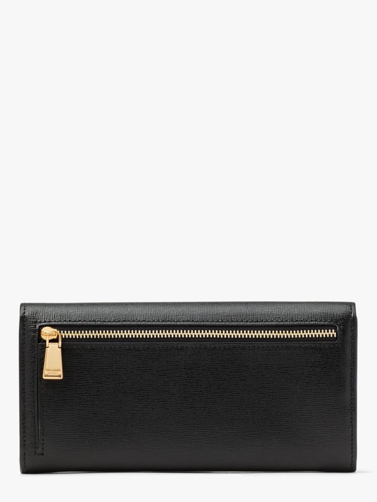 Kate Spade,Morgan Bow Embellished Flap Continental Wallet,Black