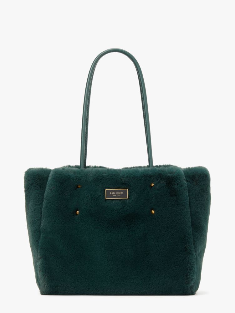 Kate Spade,Everything Faux Fur Medium Tote,Medium,Pine Grove