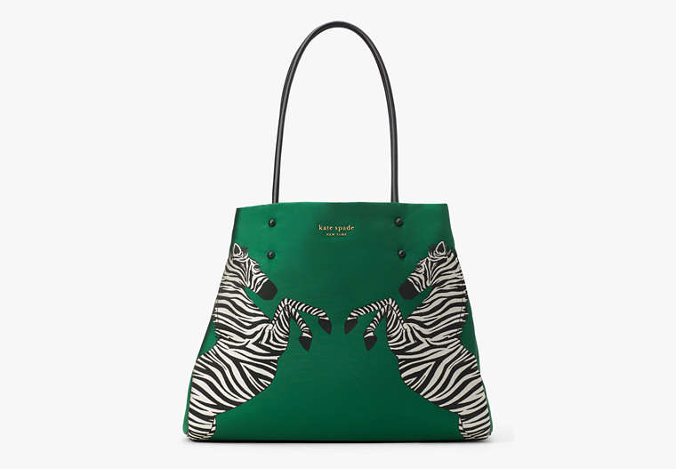 Kate Spade,Everything Dancing Zebras Embroidered Large Tote,Large,