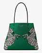 Kate Spade,Everything Dancing Zebras Embroidered Large Tote,Large,Bitter Greens Multi