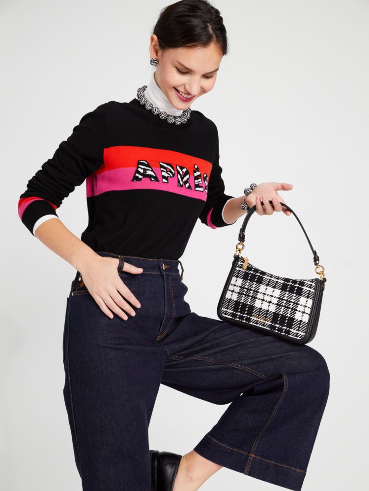 Kate Spade,Hudson Posh Plaid Jacquard Medium Convertible Crossbody,