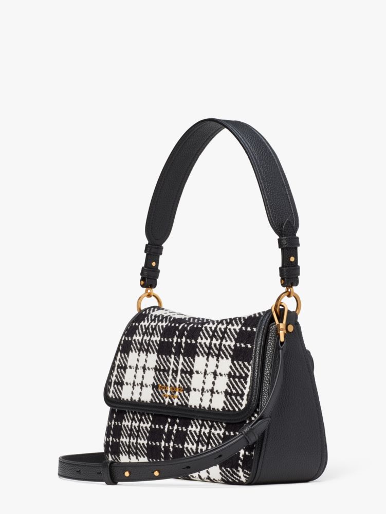 Kate Spade,Hudson Posh Plaid Jacquard Medium Convertible Flap Shoulder Bag,