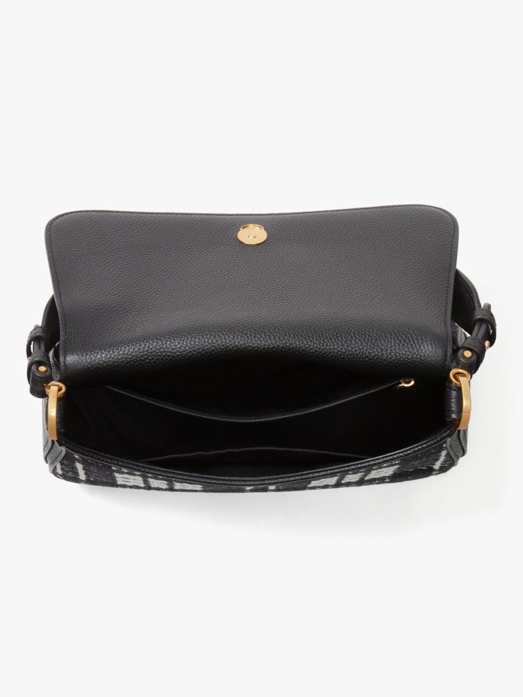 Kate Spade,Hudson Posh Plaid Jacquard Medium Convertible Flap Shoulder Bag,