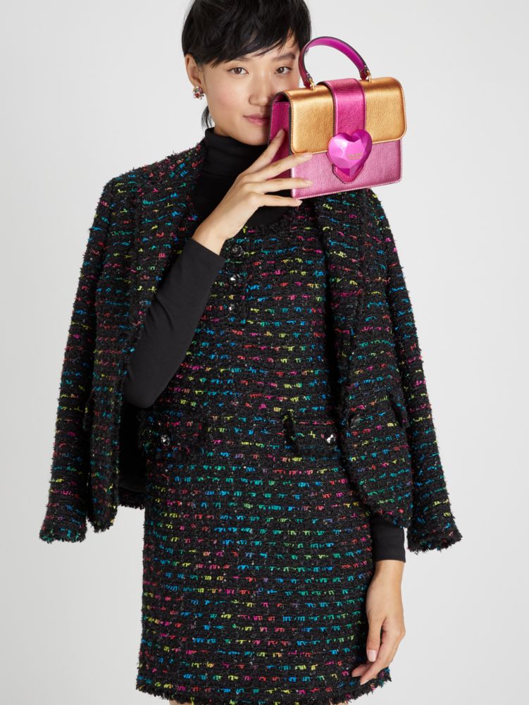 Kate Spade,Bijou Metallic Colorblocked Mini Top-Handle Bag,Glitter,Mini,Locket Pink Multi