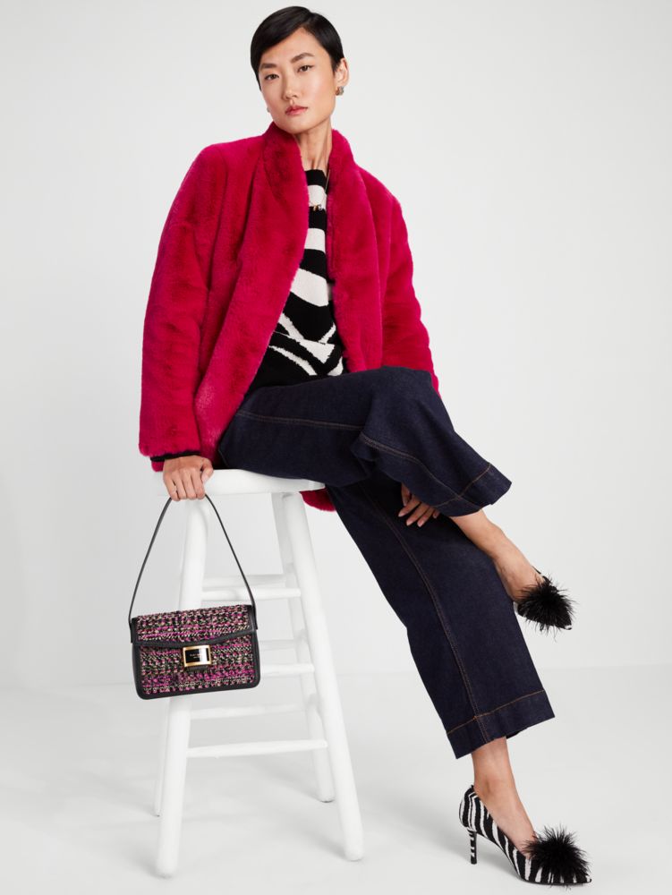 Kate Spade,Katy Tweed Medium Shoulder Bag,Medium,Pink Multi