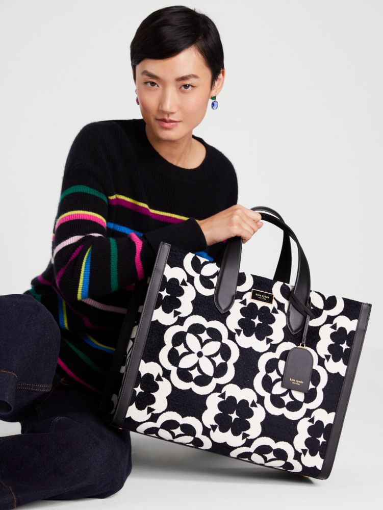 Kate Spade Manhattan Spade Flower Jacquard Tote Black Multi.