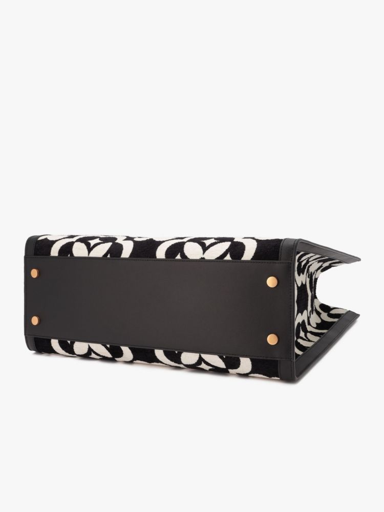 Kate Spade,スペードフラワー モノグラム マンハッタン シェニール ラージ トート,バッグ,ブラックマルチ