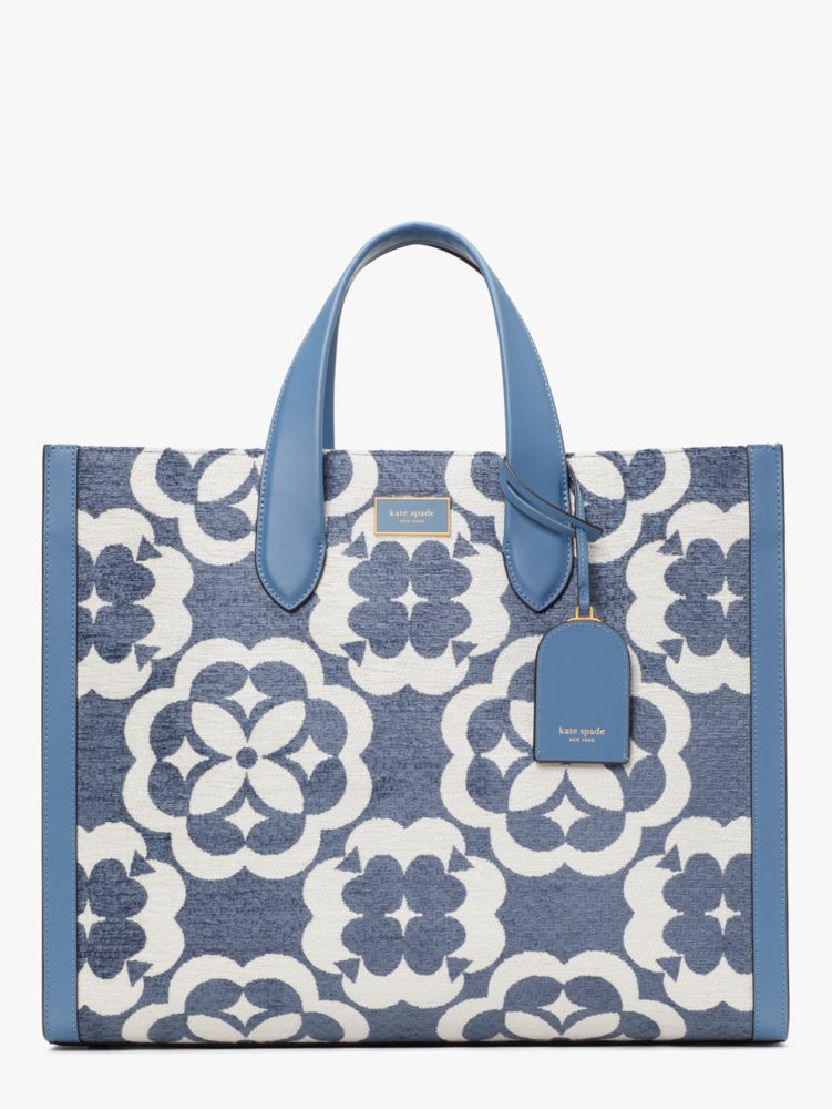 kate spade NEW YORK(ケイトスペード) K9959 スペードフラワー モノグラム マンハッタン シェニール ラージ トート Manta Blue Multi