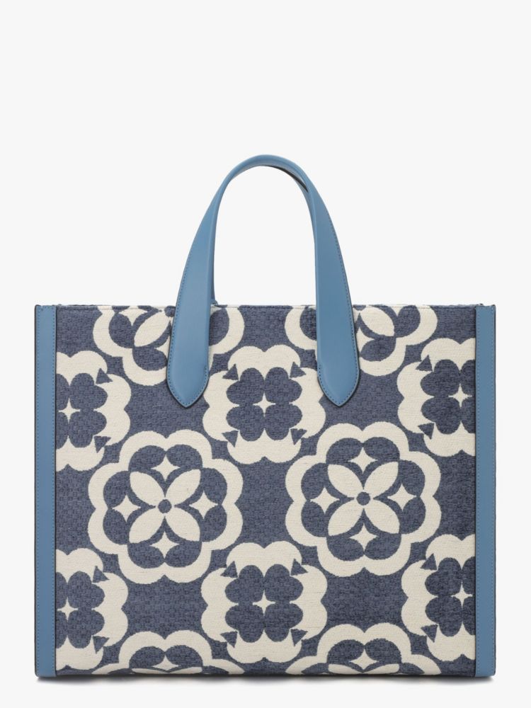 Kate Spade,スペードフラワー モノグラム マンハッタン シェニール ラージ トート,バッグ,マンタブルーマルチ