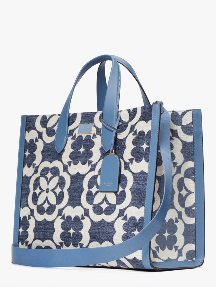 kate spade NEW YORK(ケイトスペード) K9959 スペードフラワー モノグラム マンハッタン シェニール ラージ トート Manta Blue Multi