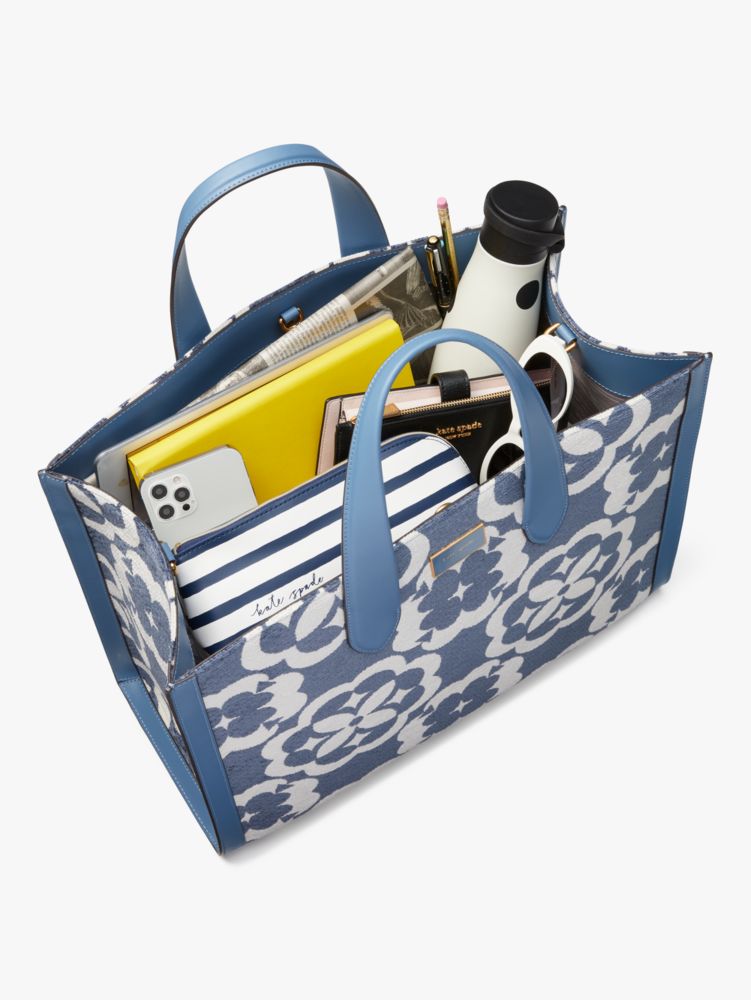 Kate Spade,スペードフラワー モノグラム マンハッタン シェニール ラージ トート,バッグ,マンタブルーマルチ