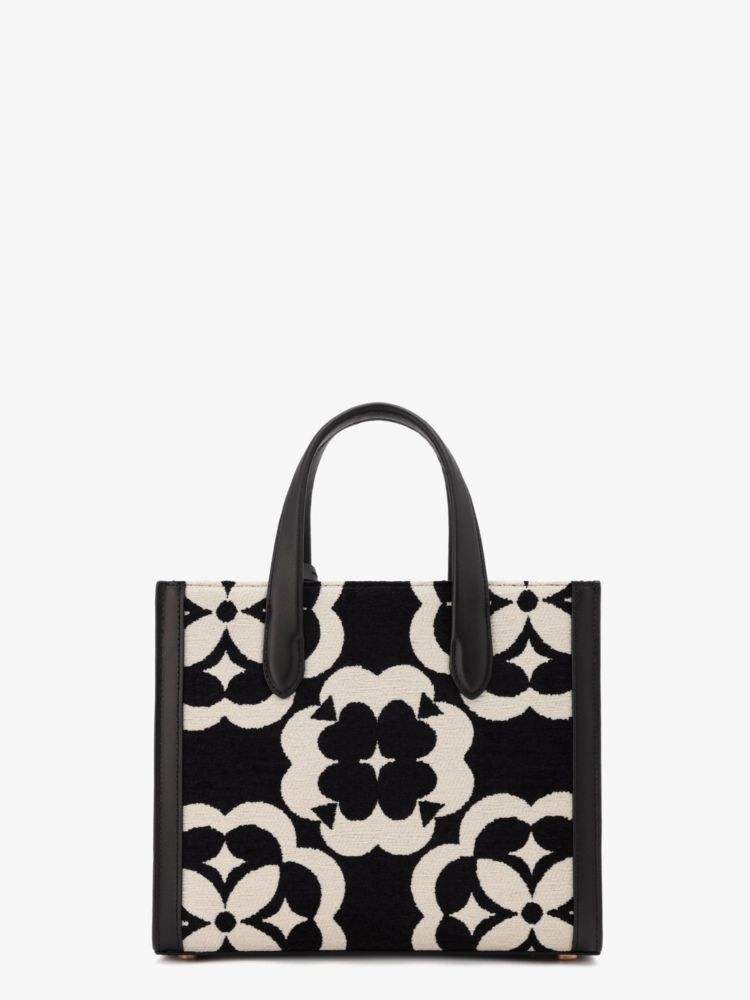 Kate Spade,スペードフラワー モノグラム マンハッタン シェニール スモール トート,ブラックマルチ
