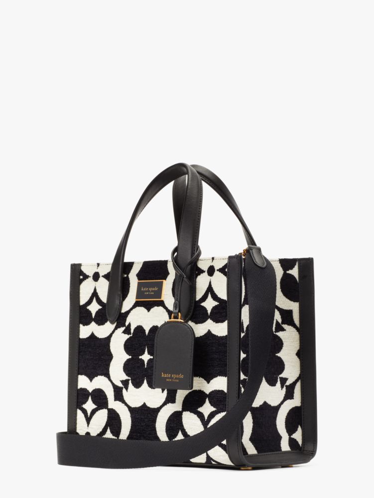 Kate Spade,Spade Flower Monogram Manhattan Chenille Small Tote,Faux Leather,Tote,Faux Leather,Word Embellishment,Logo,Meta...,Multi Color