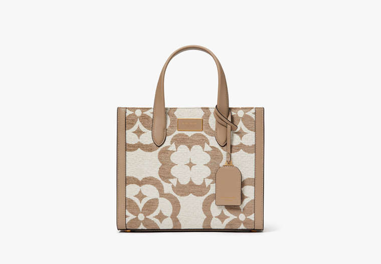 Kate Spade,Spade Flower Monogram Manhattan Chenille Small Tote,Small,Timeless Taupe Multi image number 0
