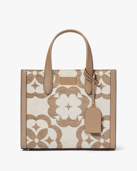 Kate Spade,Spade Flower Monogram Manhattan Chenille Small Tote,Small,Timeless Taupe Multi