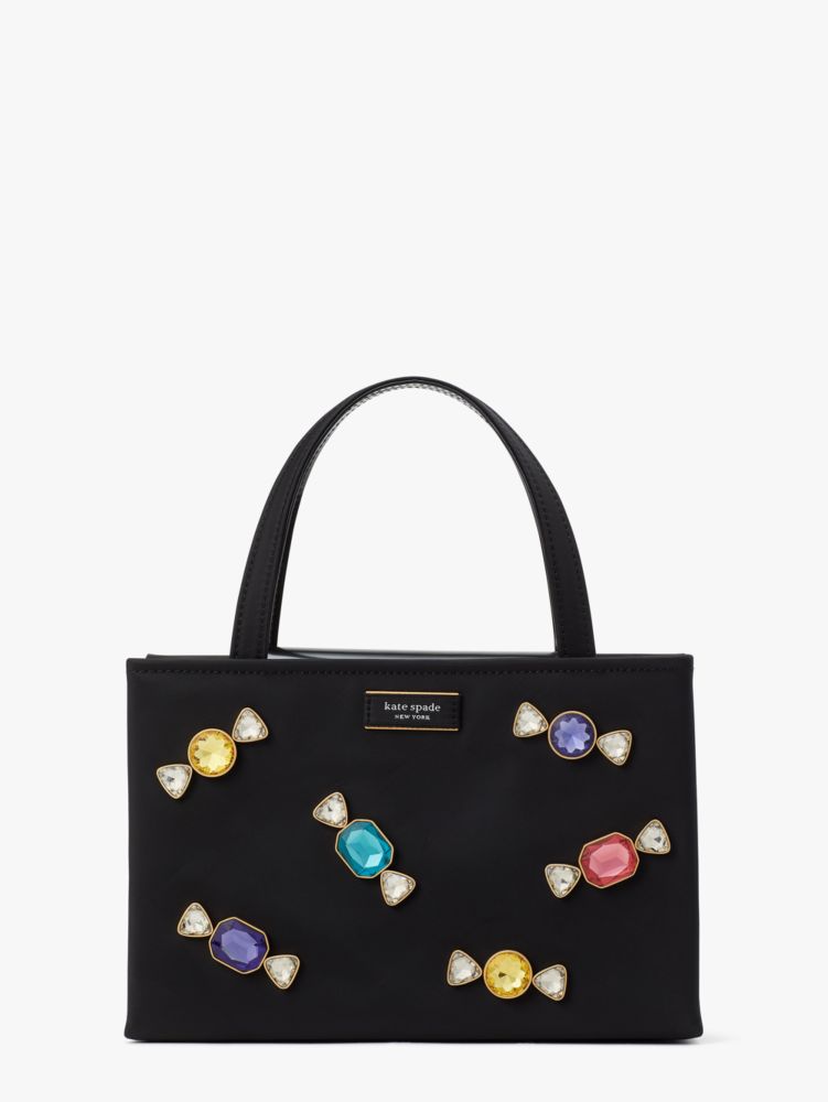 Kate Spade,Sam Icon Candy Gem Embellished Nylon Small Tote,Glitter,Small,