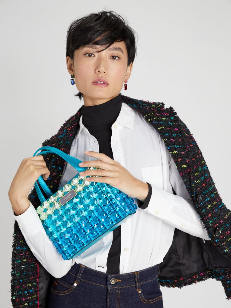 Kate Spade,Sam Icon Candy Beaded Satin Small Tote,Multi Color