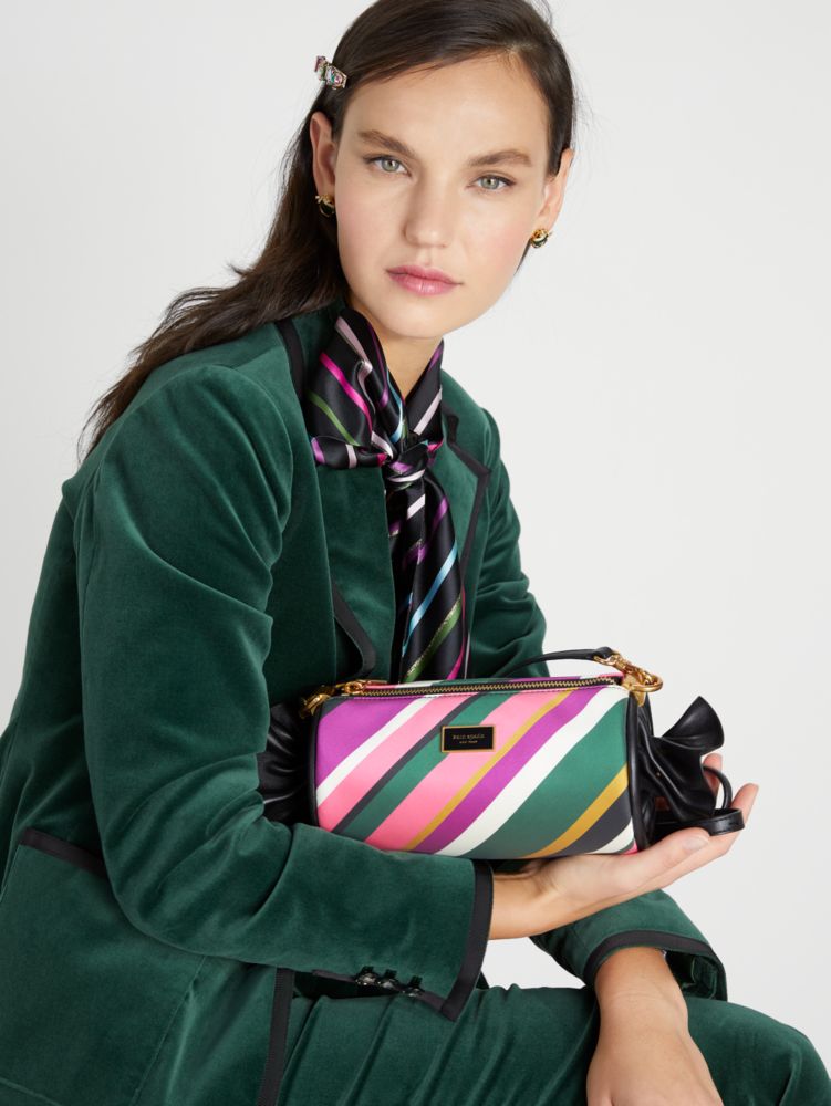 Kate Spade,Sweet Treats Festive Multi Stripe Jacquard Small Barrel Bag,Small,Multi