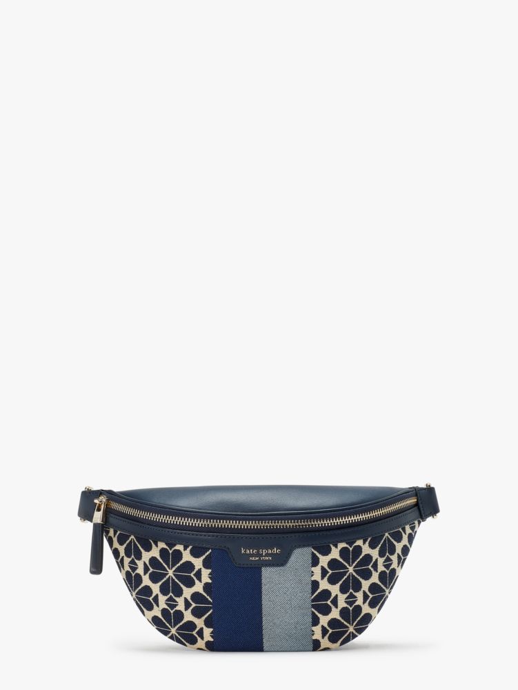 Kate Spade,Spade Flower Jacquard Stripe Medium Belt Bag,Small,Blue Multi