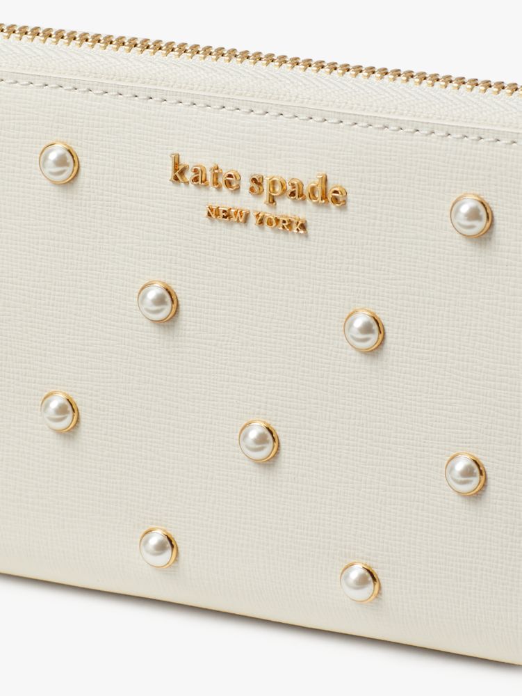 Kate Spade Spencer Zip Around Continental Wallet 3D Flowers Milk