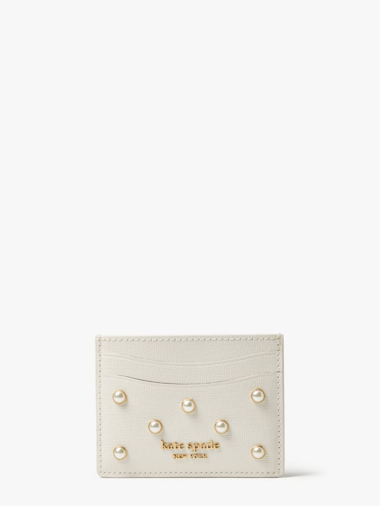 Kate Spade,Purl Embellished Cardholder,Halo White