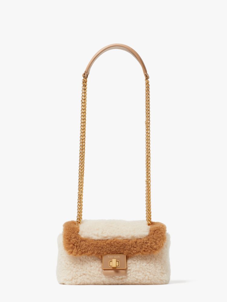 kate spade new york small evelyn faux shearling shoulder bag in