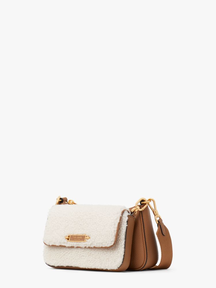 Kate Spade,Morgan Shearling & Pebbled Leather Double Up Crossbody,