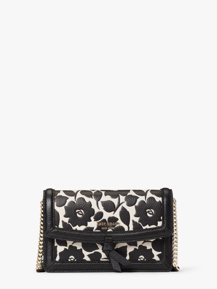 Kate Spade New York Knott Pebbled Leather Flap Crossbody Bag - Black