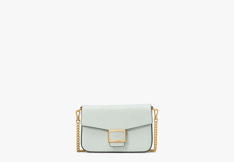 Kate Spade,Katy Textured Leather Flap Chain Crossbody,Small,Crystal Blue image number 0
