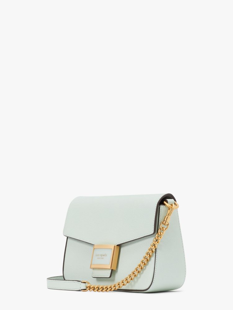 Kate Spade,Katy Textured Leather Flap Chain Crossbody,Small,Crystal Blue