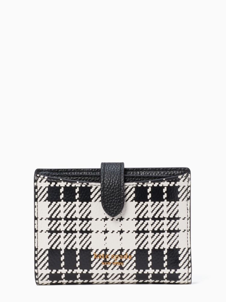 kate spade new york hudson plaid-embossed leather wallet