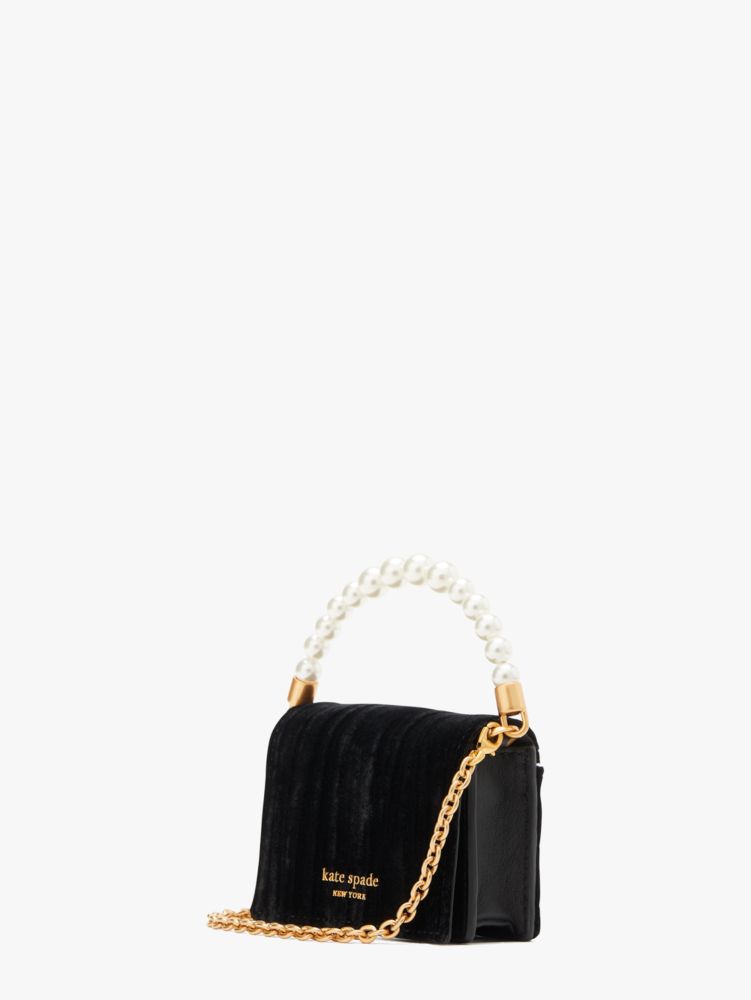 Kate Spade,Gala Velvet Card Case On A Chain,