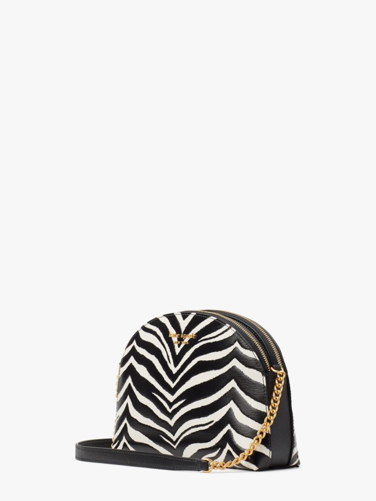 Kate Spade,Morgan Zebra Embossed Double-zip Dome Crossbody,