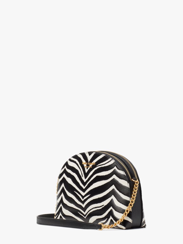 Kate Spade New York Morgan Zebra Print Double Zip Dome Crossbody