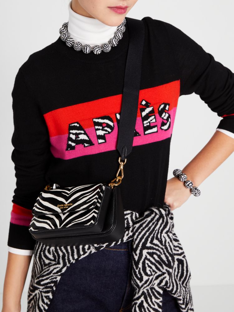 Kate Spade Womens Crossbody Wallets Singapore Store - Black Multicolor  Morgan Zebra Embossed Double Up